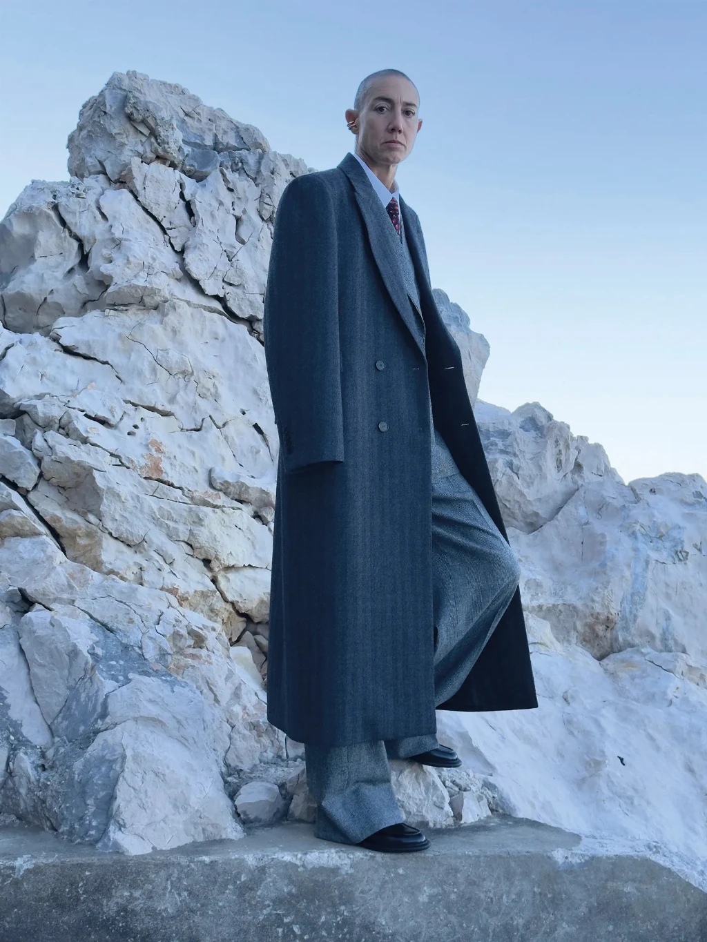 Kaia Gerber, Eva Herzigova, Nyaduola Gabriel and Liu Wen posed for Juergen Teller amid a landscape of granite.